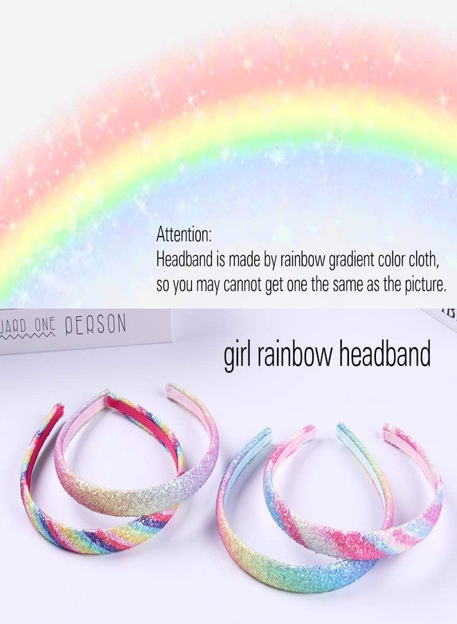 WANYU Rainbow Headbands 8 Pcs Sweet Hairband Children Head Bands For Girls Sequin Printed Heart Mermaid Headband Kids Hair Piece - Image 5